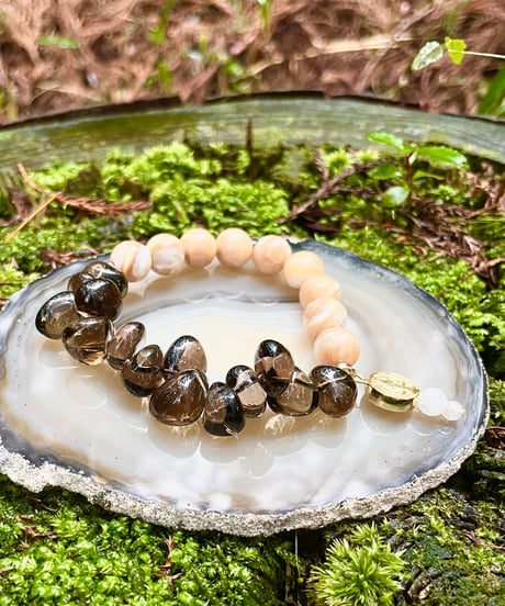 Smoky quartz× Mother of pearl