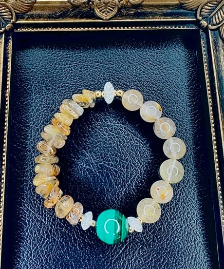 Malachite ✖ Golden Rutile Quartz ✖ Golden Rutile Quartz
