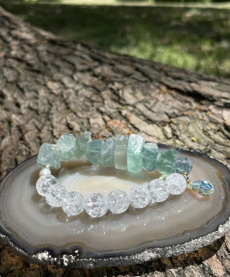 Raw Fluorite×Crackle Quartz