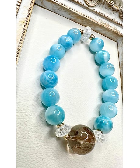 High Quality Ice Larimar × High Quality Golden Rutile Quartz