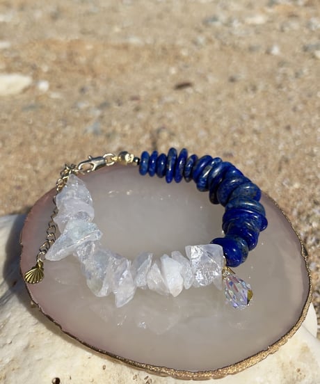 lapis lazuli×crystal （スワロフスキーチャーム付）
