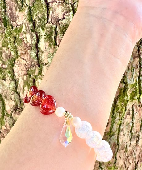 Red Jade × Rainbow Crackle Quartz