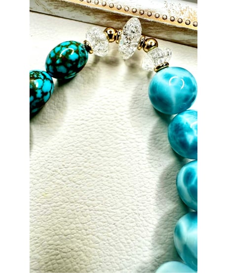 High Quality Larimar × High Quality Kingman Turquoise （one of a kind）