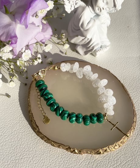 malachite×Crackle Quartzブレスレット