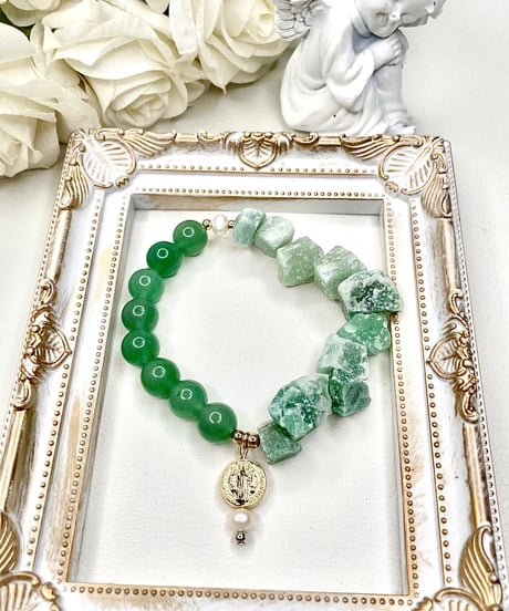Raw Green aventurine × Green aventurine