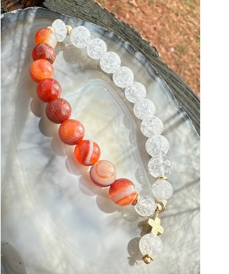 Orange Striped Agate × Crackle Quartz