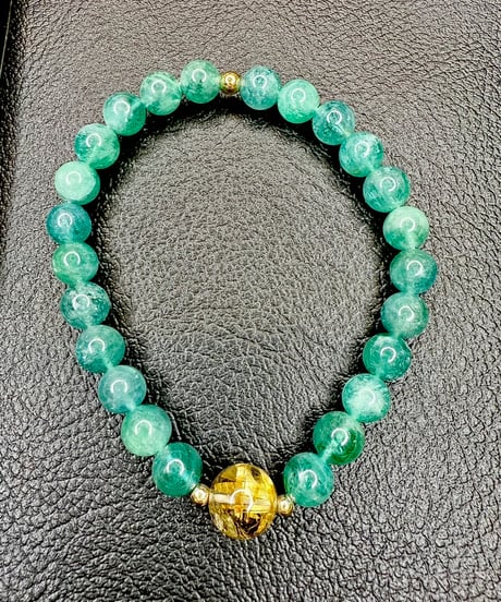 High Quality Emerald × High Quality Golden Rutile Quartz （限定１本）