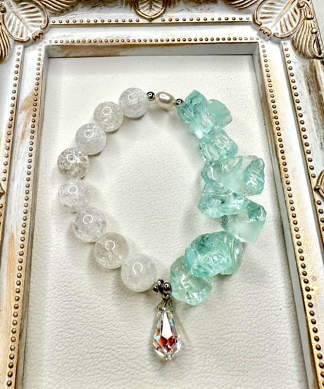 Raw Cyan Crystal × Crackle Quartz