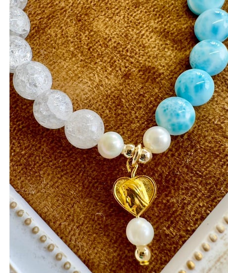 High Quality Larimar × Matte Crackle Quartz