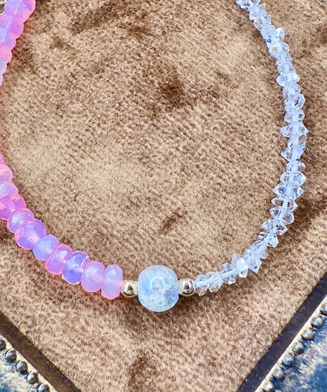 Pink Opal × Herkimer Diamond