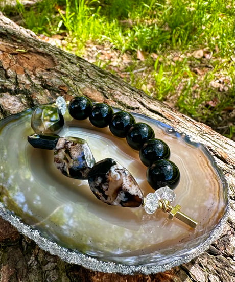 Charry Blossom Agate  × Morion
