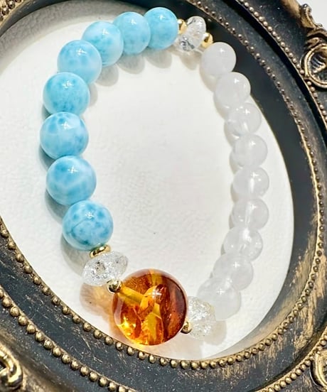 High Quality Larimar × Amber × High Quality Himalaya Crystal （限定１本）