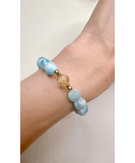 High Quality Ice Larimar × High Quality Golden Rutile Quartz