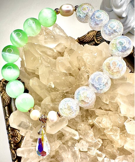 Selenite × Rainbow Crackle Quartz