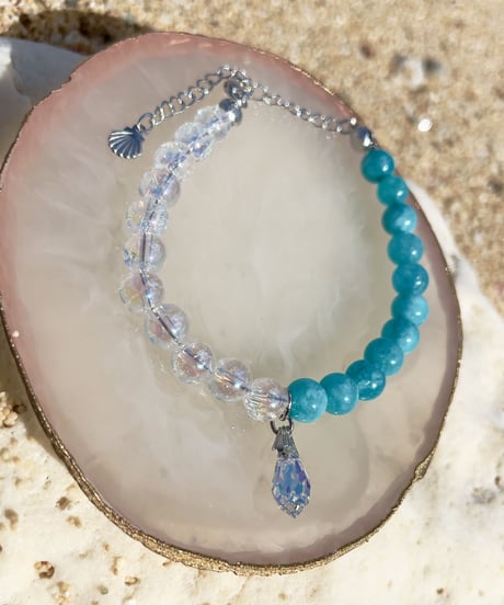 amazonite×crystal ブレスレット