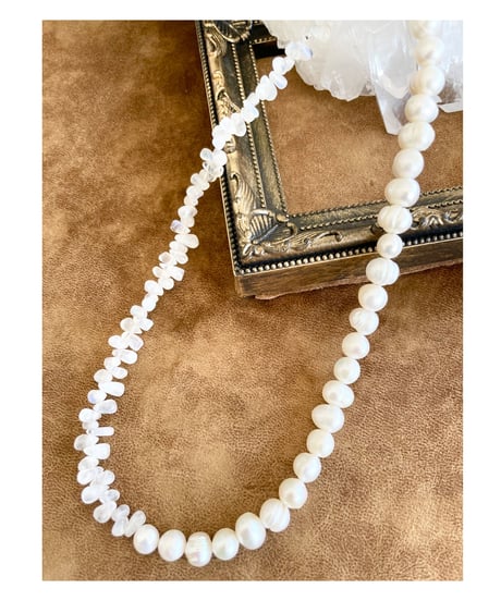 Unity_ Crystal× Freshwater pearl　ネックレス