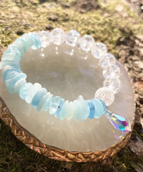 aquamarine×crystal（スワロフスキーチャーム付）