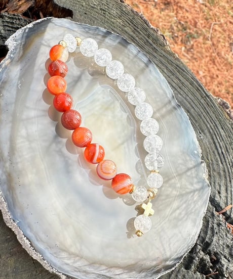Orange Striped Agate × Crackle Quartz