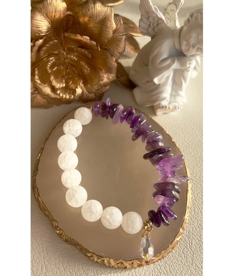 Amethyst　×  Matte Crackle Quartz