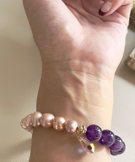 amethyst　×   Freshwater pearl