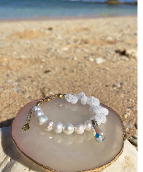 crystal× Freshwater pearl（スワロフスキークリスタルチャーム付）