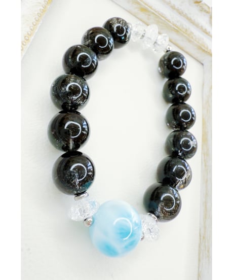 High Quality Black Rutile Quartz × High Quality Larimar (限定１本)