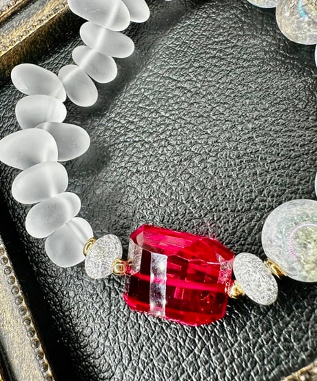 High Quality Ruby × Rainbow Crackle Quartz × Matte Crystal