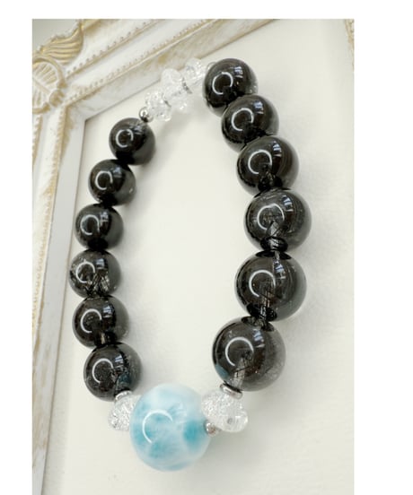 High Quality Black Rutile Quartz × High Quality Larimar (限定１本)