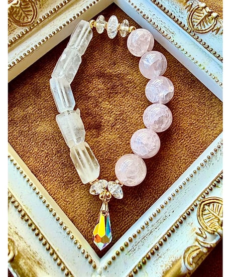 Crackle Rosequartz × Crystal Roughrock