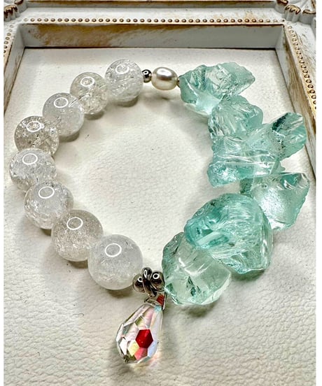 Raw Cyan Crystal × Crackle Quartz