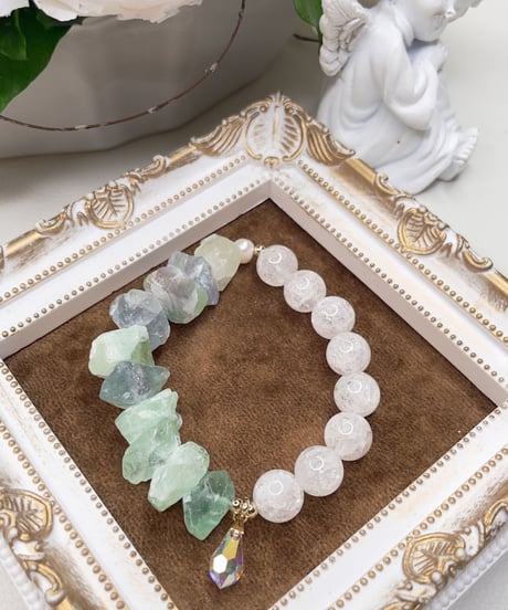 Raw Fluorite×Crackle Quartz