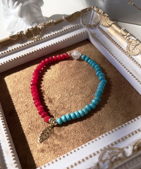turquoise×Red jade bracelet 2way