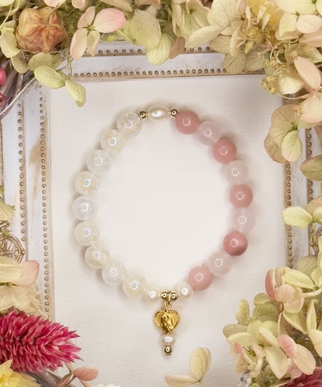 Rosequartz+Pink Opal × Rainbow Crackle Quartz