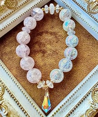 Crackle Rosequartz × Rainbow Crackle Quartz