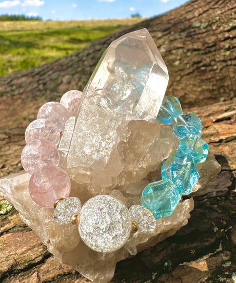 Blue Topaz × Crackle Rosequartz（限定1本）