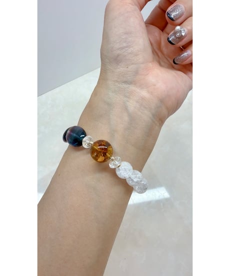 Fluorite ×  Amber × Crack Quartz × Golden Rutile Quartz（数本限定）