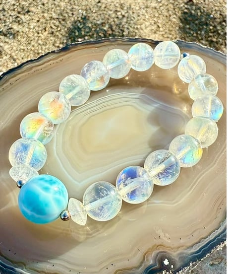 High Quality Royal Rainbow Moonstone × High Quality Larimar（限定1本）