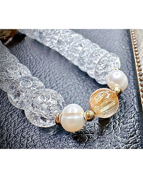High Quality Golden Rutile Quartz × Crackle Quartz
