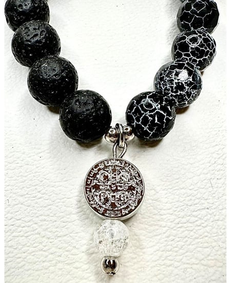 Black Fire Crackle Agate × Black Volcanic Lava