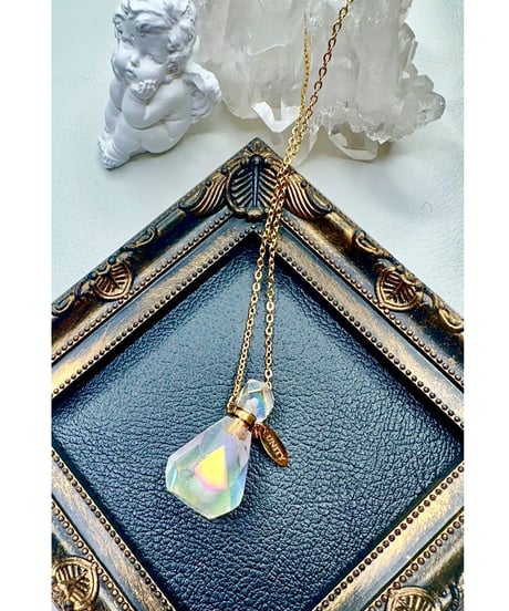 Aura Quartz Crystal Bottle Pendant Necklace