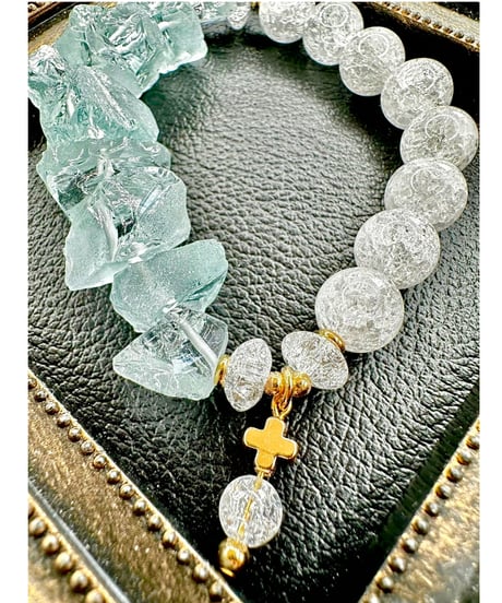 Raw Cyan Crystal × Crackle Quartz