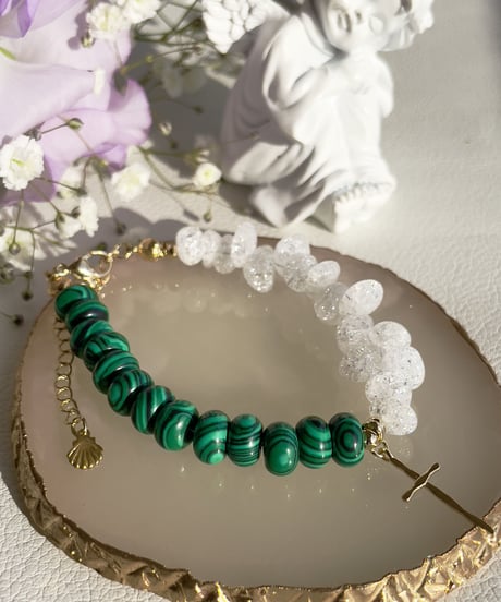 malachite×Crackle Quartzブレスレット