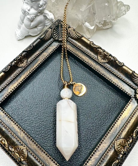 White Crystal Point Bottle Necklace Pendant