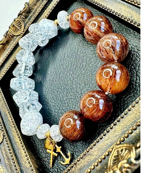 High Quality Copper Rutile Quartz  × Crackle Quartz