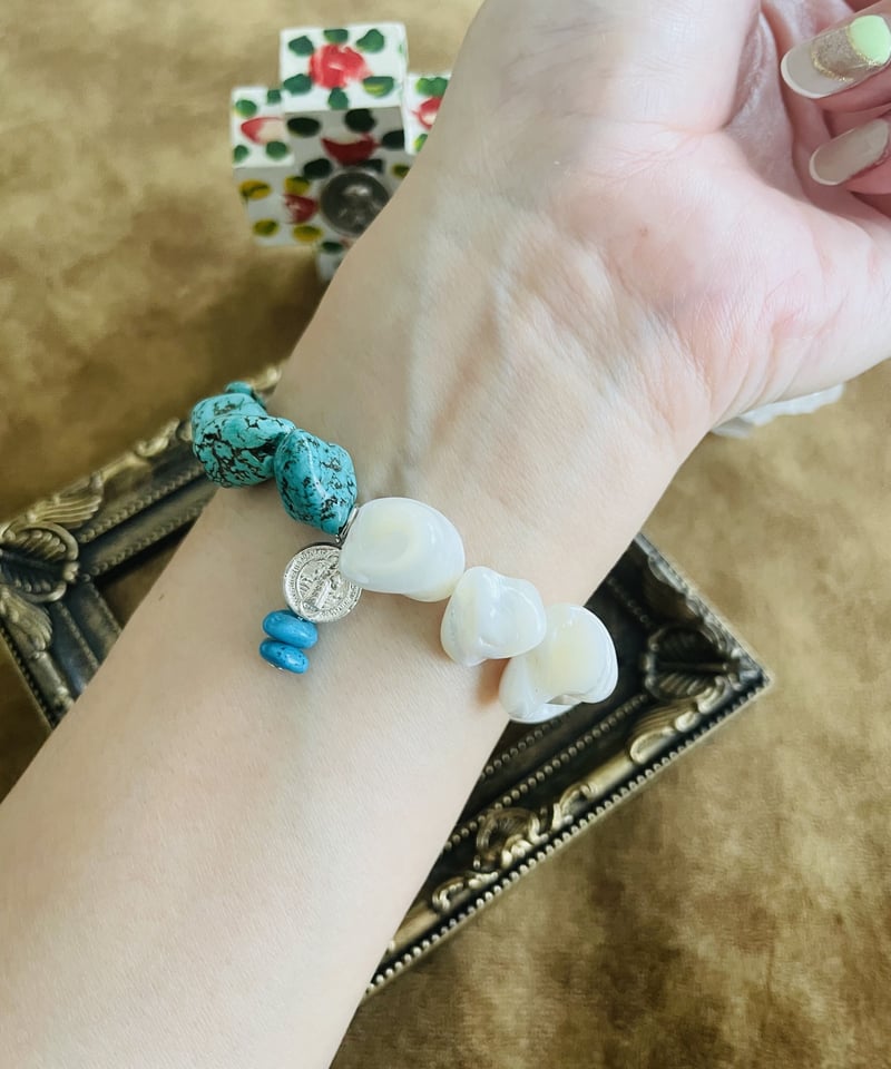 Unity_ turquoise×shell bracelet | UNITY