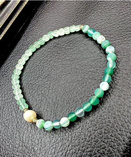 Heart Green Aventurine × Green Stripe agate