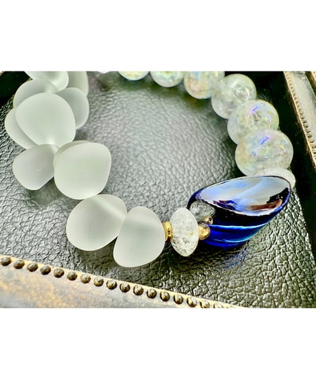 High Quality Blue Sapphire × Rainbow Crackle Quartz × Matte Crystal (限定1本）