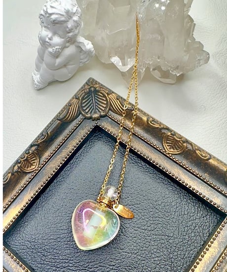 Aura Quartz Crystal Bottle Pendant Necklace