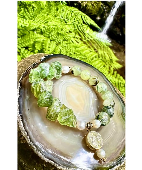 Raw Peridot × Green Prehnite