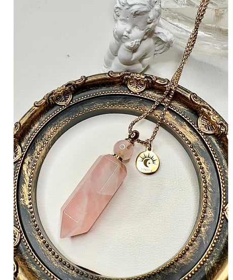 Rosequartz Point Bottle Necklace Pendant